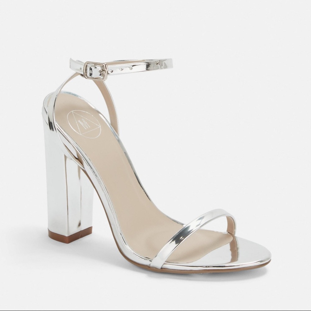 Silver block heel